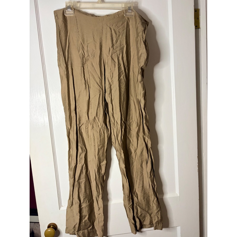 Tommy Bahama Womens Size 12 Tan Textured Side Zip Straight Leg Trousers Pants